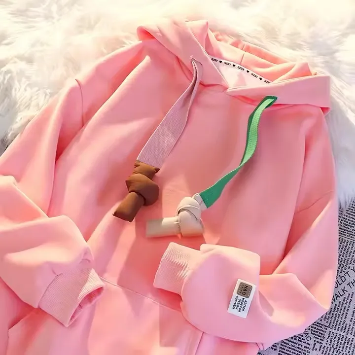 Super Soft Plus Sweat à capuche mignon en polaire pour adolescentes femmes couleur unie pull surdimensionné Long